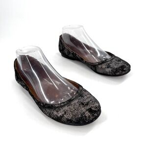 FRYE Carson Women's Black Metallic Textured‎ Ballet Flats Shoes Size 7.5 Slip On